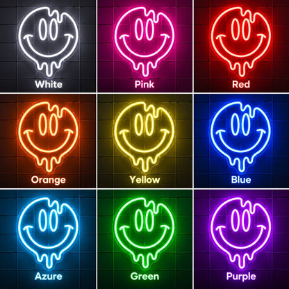 Melting Smiley Face Pink LED Neon Sign - Shineneon