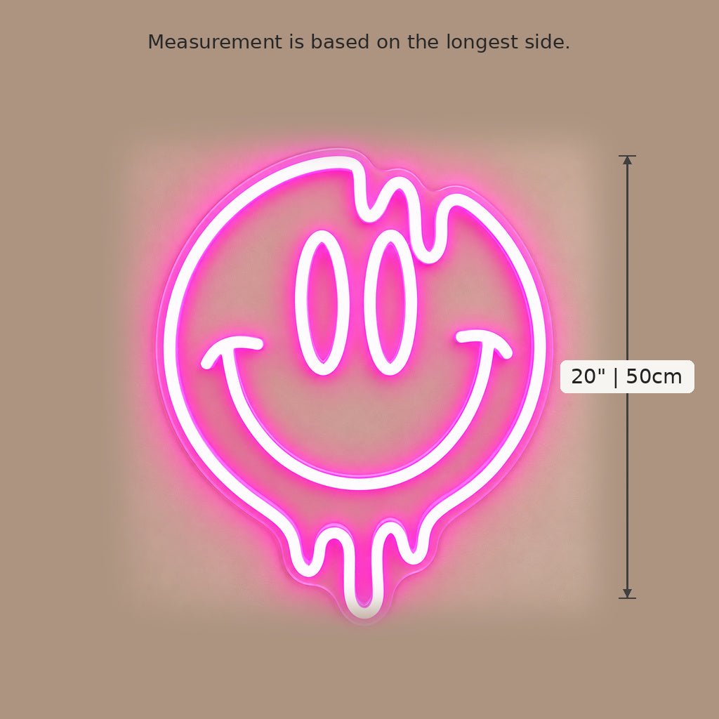 Melting Smiley Face Pink LED Neon Sign - Shineneon