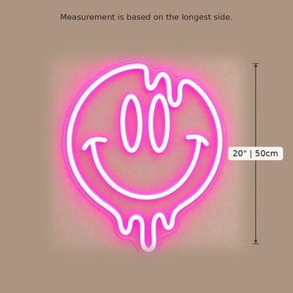 Melting Smiley Face Pink LED Neon Sign - Shineneon
