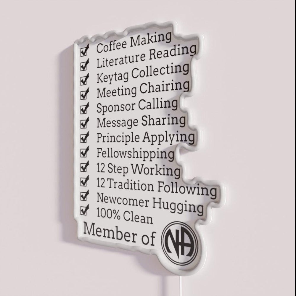 Member Of Na Rgb Led Neon Sign - Neon sign mounted on wall in room