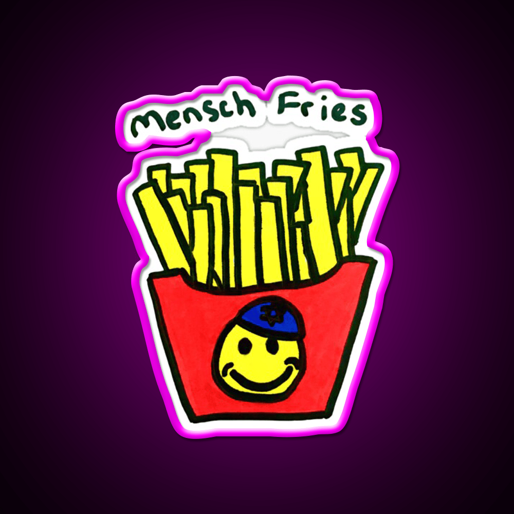 Mensch Fries Fast Food Led Neon Sign For Burger Place Rgb Color - Shineneon