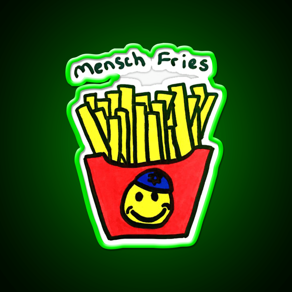 Mensch Fries Fast Food Led Neon Sign For Burger Place Rgb Color - Shineneon