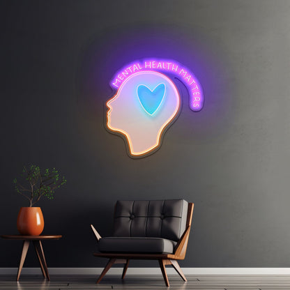 Mental Health Matters Head Heart Artwork Neon Sign Artwork For Sale - Shineneon