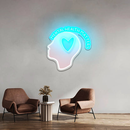 Mental Health Matters Head Heart Artwork Neon Sign Artwork For Sale