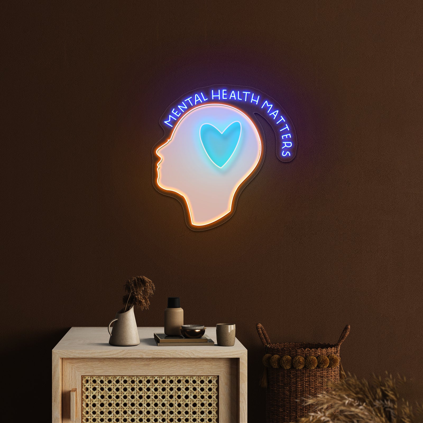 Mental Health Matters Head Heart Artwork Neon Sign Artwork For Sale
