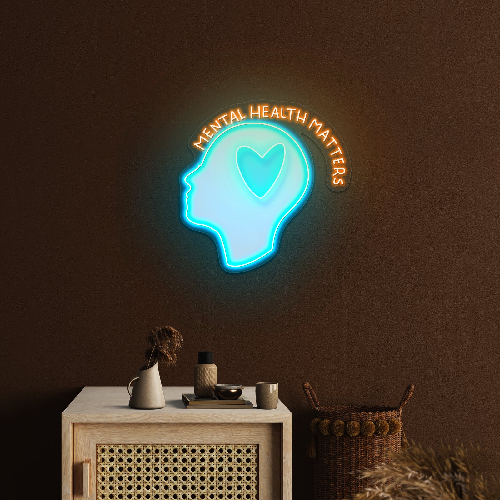 Mental Health Matters Head Heart Artwork Neon Sign Artwork For Sale