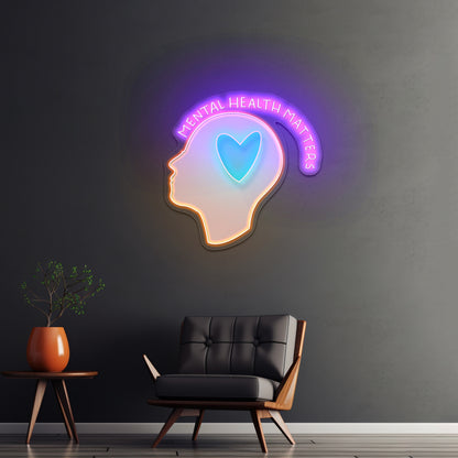 Mental Health Matters Head Heart Artwork Neon Sign Artwork For Sale