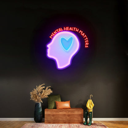 Mental Health Matters Head Heart Artwork Neon Sign Artwork For Sale
