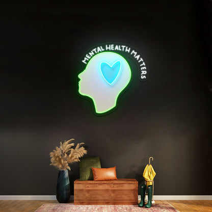 Mental Health Matters Head Heart Artwork Neon Sign Artwork For Sale