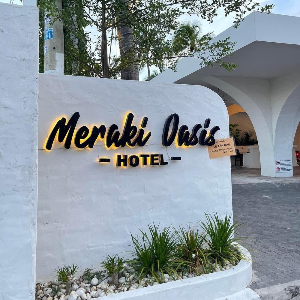 Meraki Oasis Hotel 3D Backlit Channel Letters Led Light Sign - Shineneon