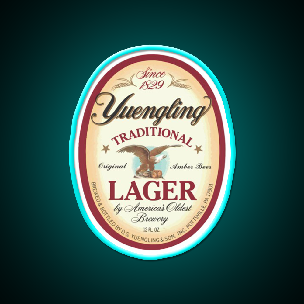 Merchandise Yuengling Lager Beer Bar Decor Led Neon Sign Wall Art Rgb Color - Size and dimension reference