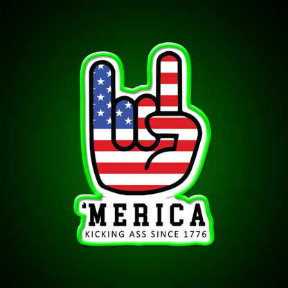 Merica Kicking Ass Since 1776 Beer Bar Decor Led Neon Sign Rgb Color - LED neon sign view 8