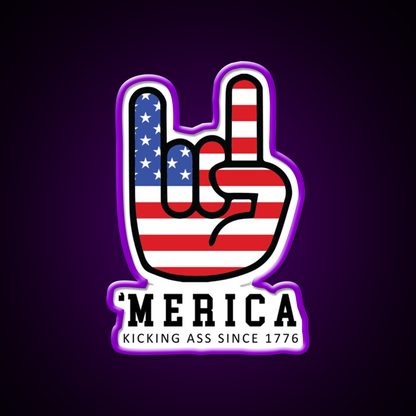 Merica Kicking Ass Since 1776 Beer Bar Decor Led Neon Sign Rgb Color - LED neon sign view 9