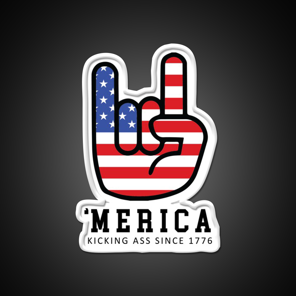 Merica Kicking Ass Since 1776 Beer Bar Decor Led Neon Sign Rgb Color - LED neon sign view 11