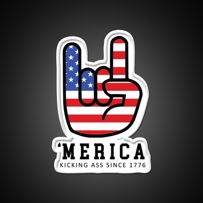 Merica Kicking Ass Since 1776 Beer Bar Decor Led Neon Sign Rgb Color - LED neon sign view 11