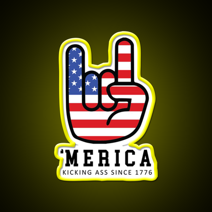 Merica Kicking Ass Since 1776 Beer Bar Decor Led Neon Sign Rgb Color - LED neon sign view 7