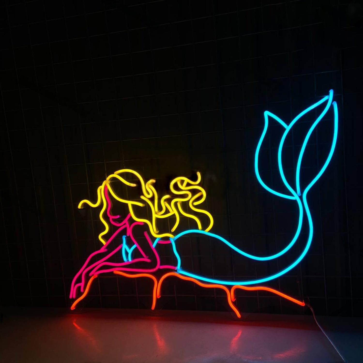Mermaid Girl Led Sign Nursery Room Wall Decor | Shineneon