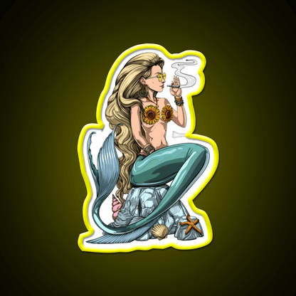Mermaid Hippie Stoner Hemp Inspired Green Leaf Led Neon Sign Rgb Color - Shineneon
