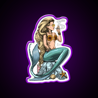 Mermaid Hippie Stoner Hemp Inspired Green Leaf Led Neon Sign Rgb Color - Shineneon
