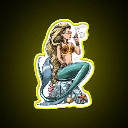 Mermaid Hippie Stoner Hemp Inspired Green Leaf Led Neon Sign Rgb Color - LED neon sign view 7