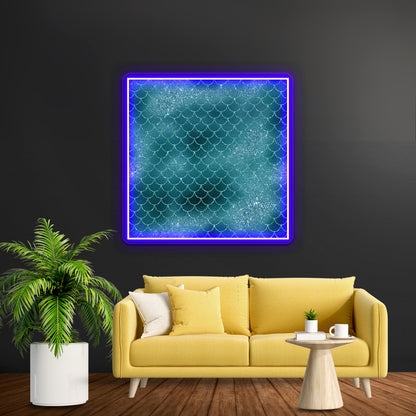 Mermaid Tail Sparkly Teal Aqua Scales Wall Artwork Neon Signs