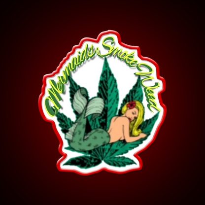 Mermaids Smoke Weed Hemp Inspired Green Leaf Led Neon Sign Rgb Color - LED neon sign view 10