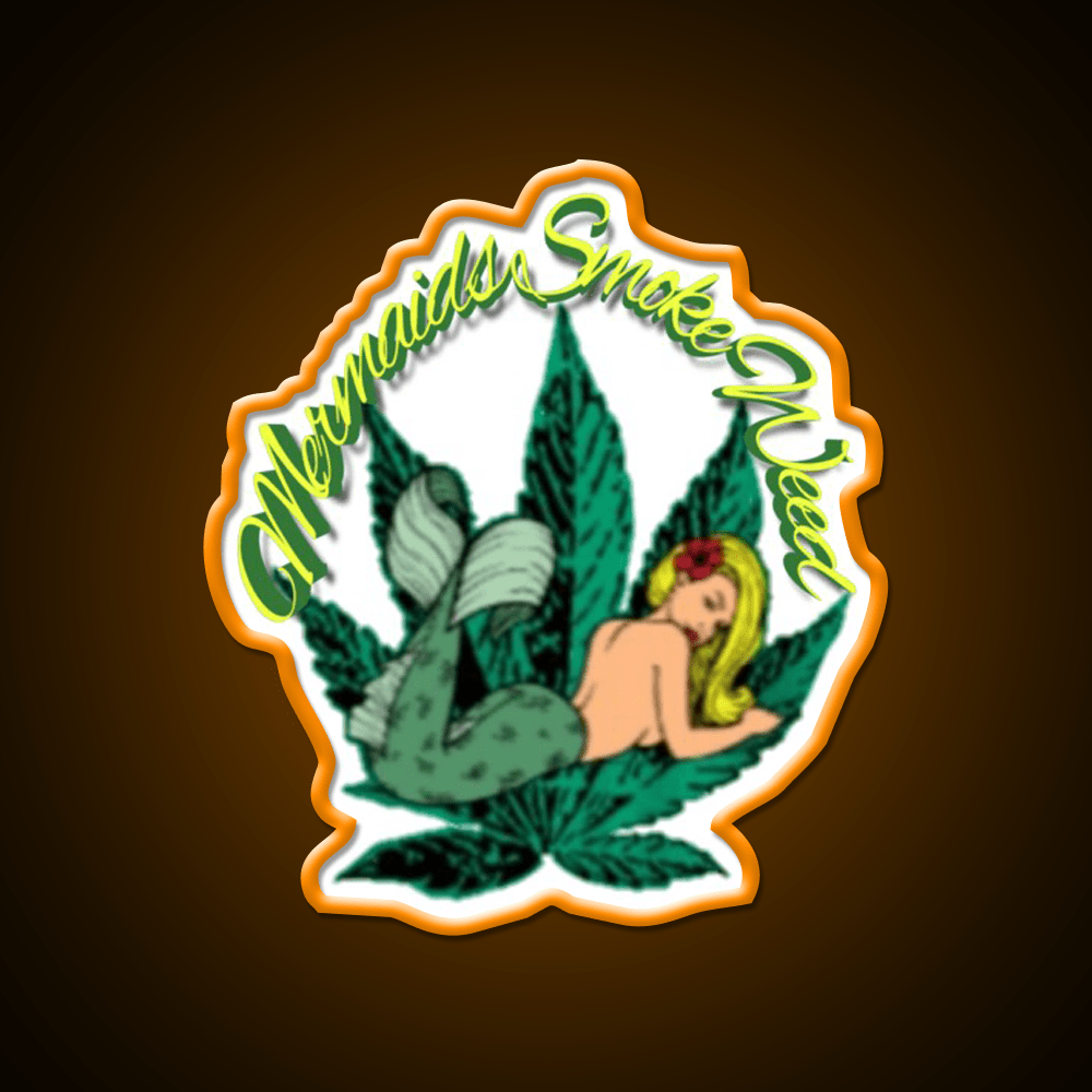 Mermaids Smoke Weed Hemp Inspired Green Leaf Led Neon Sign Rgb Color - Shineneon