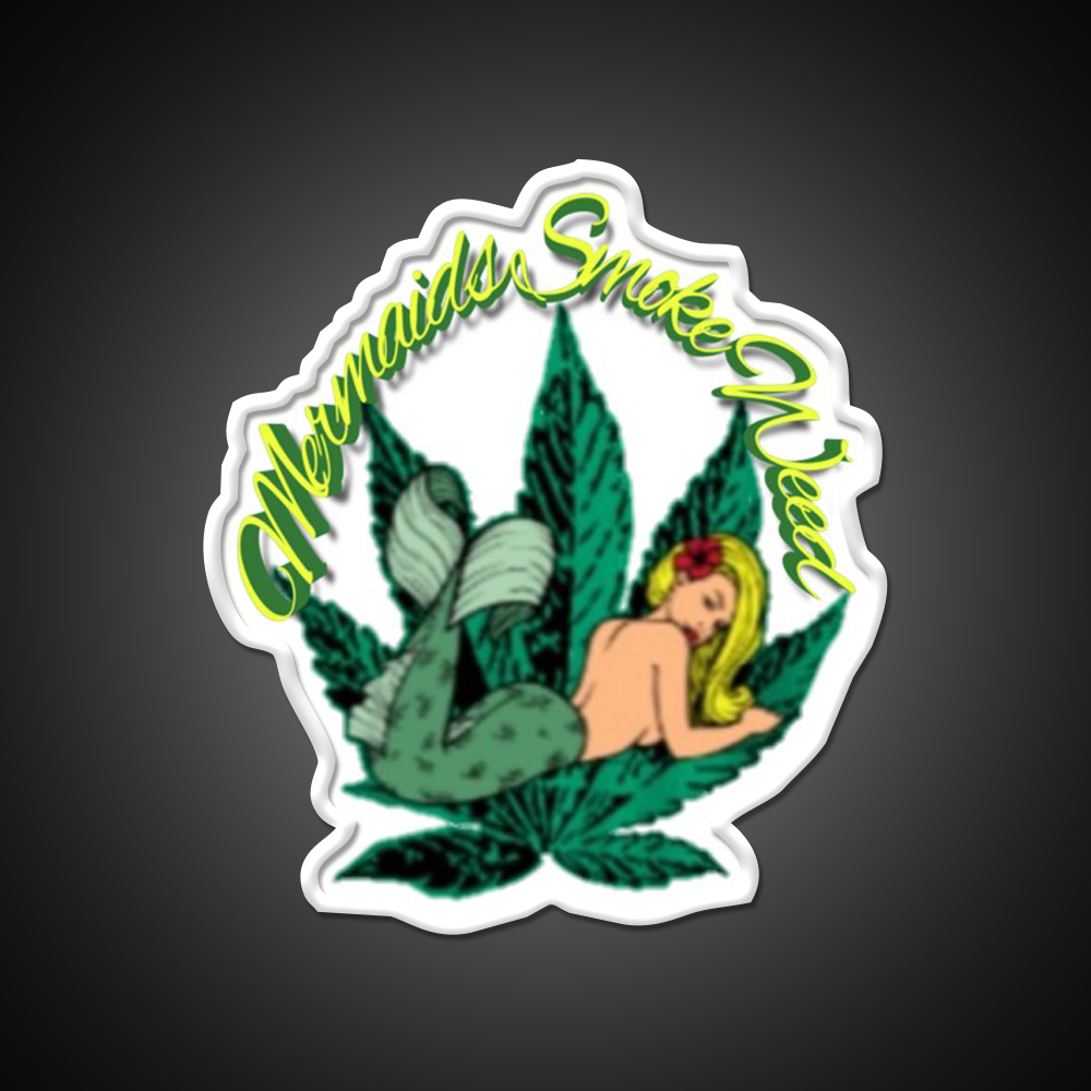 Mermaids Smoke Weed Hemp Inspired Green Leaf Led Neon Sign Rgb Color - LED neon sign view 11