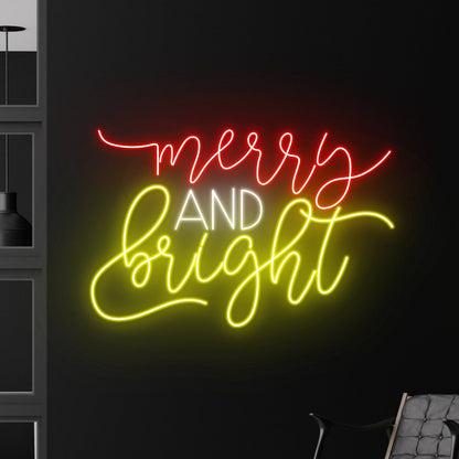 Merry And Bright Led Neon Sign Light Christmas Decor | Shineneon