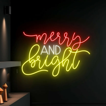 Merry And Bright Led Neon Sign Light Christmas Decor | Shineneon