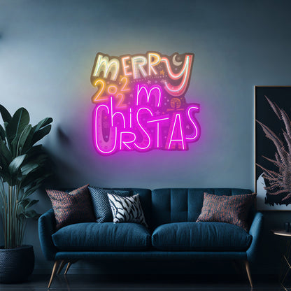 Merry Christmas 2022 Neon Sign Artwork For Sale