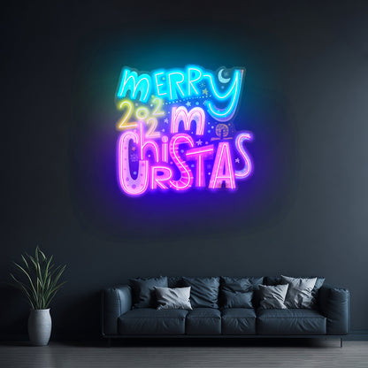 Merry Christmas 2022 Neon Sign Artwork For Sale