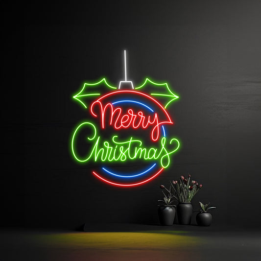 Merry Christmas Bauble Neon Sign