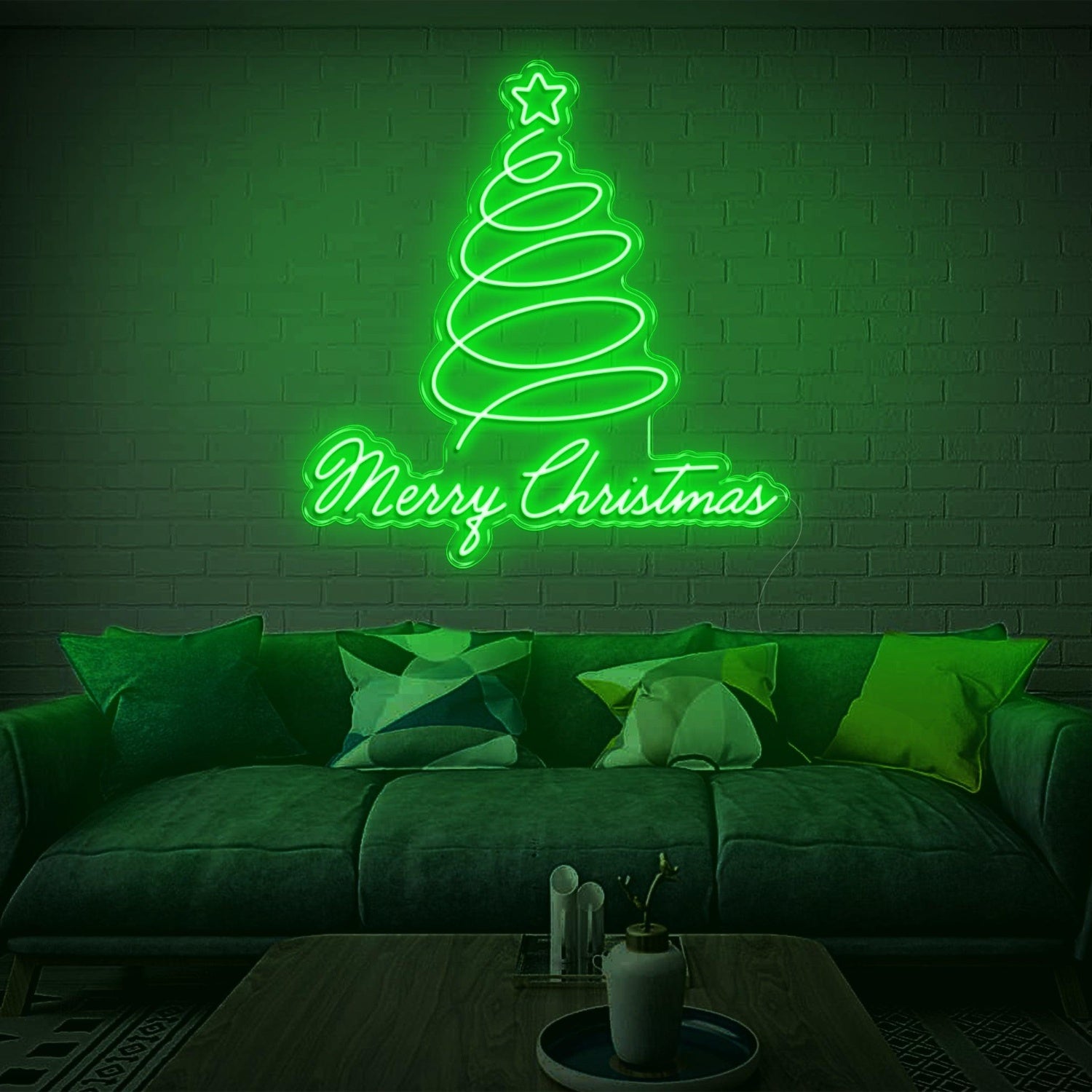 Merry Christmas Blue Spiral Tree With Star Led Neon Sign For Indoor Decor | Shineneon