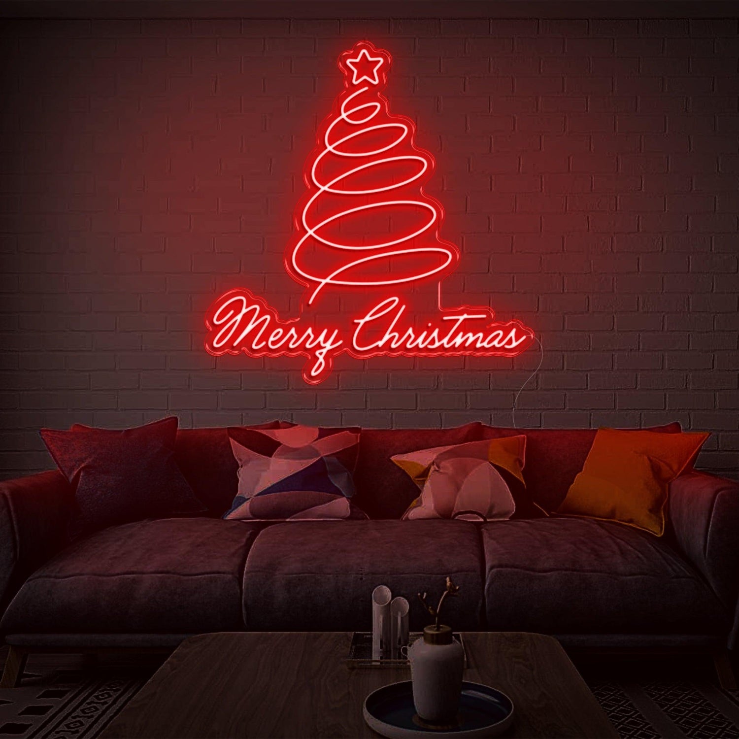 Merry Christmas Blue Spiral Tree With Star Led Neon Sign For Indoor Decor | Shineneon