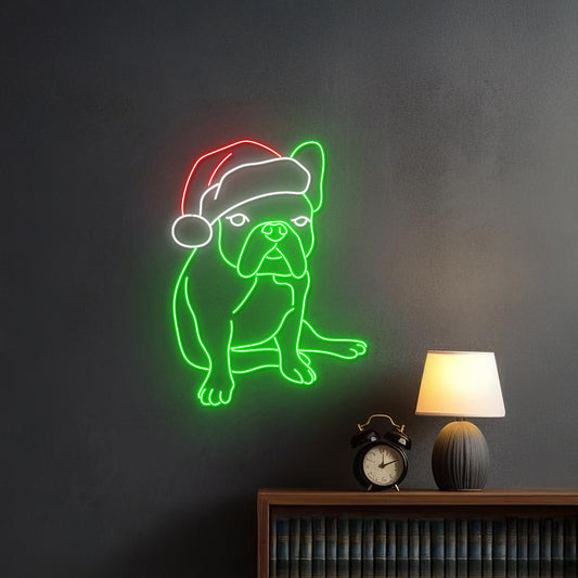 Merry Christmas Bulldog Neon Sign