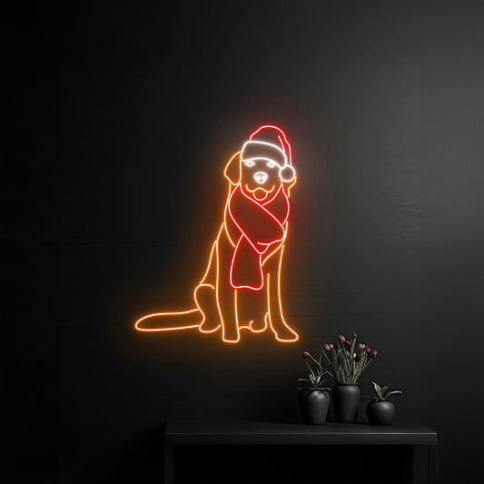 Merry Christmas Dog Neon Sign Room Wall Decor