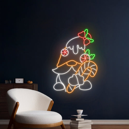 Merry Christmas Gnome Led Sign