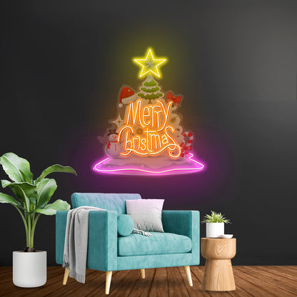 Merry Christmas Led Neon Acrylic Artwork For Sale