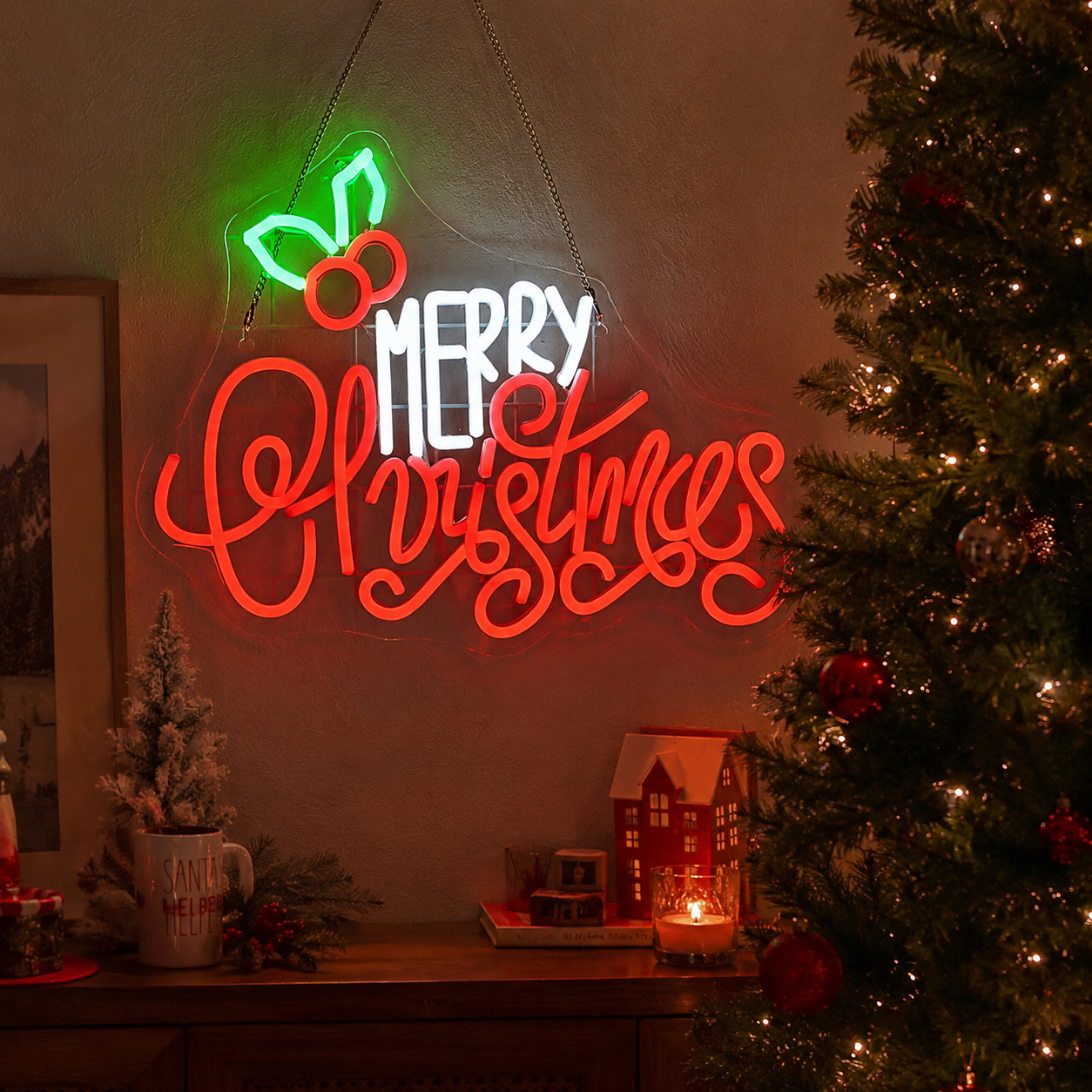 Merry Christmas LED Neon Sign Wall Neon Sign - 03 Real Lifestyle Scene