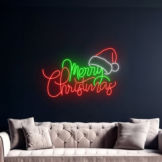 Merry Christmas Neon Sign Christmas Happy New Year Room Wall Decor