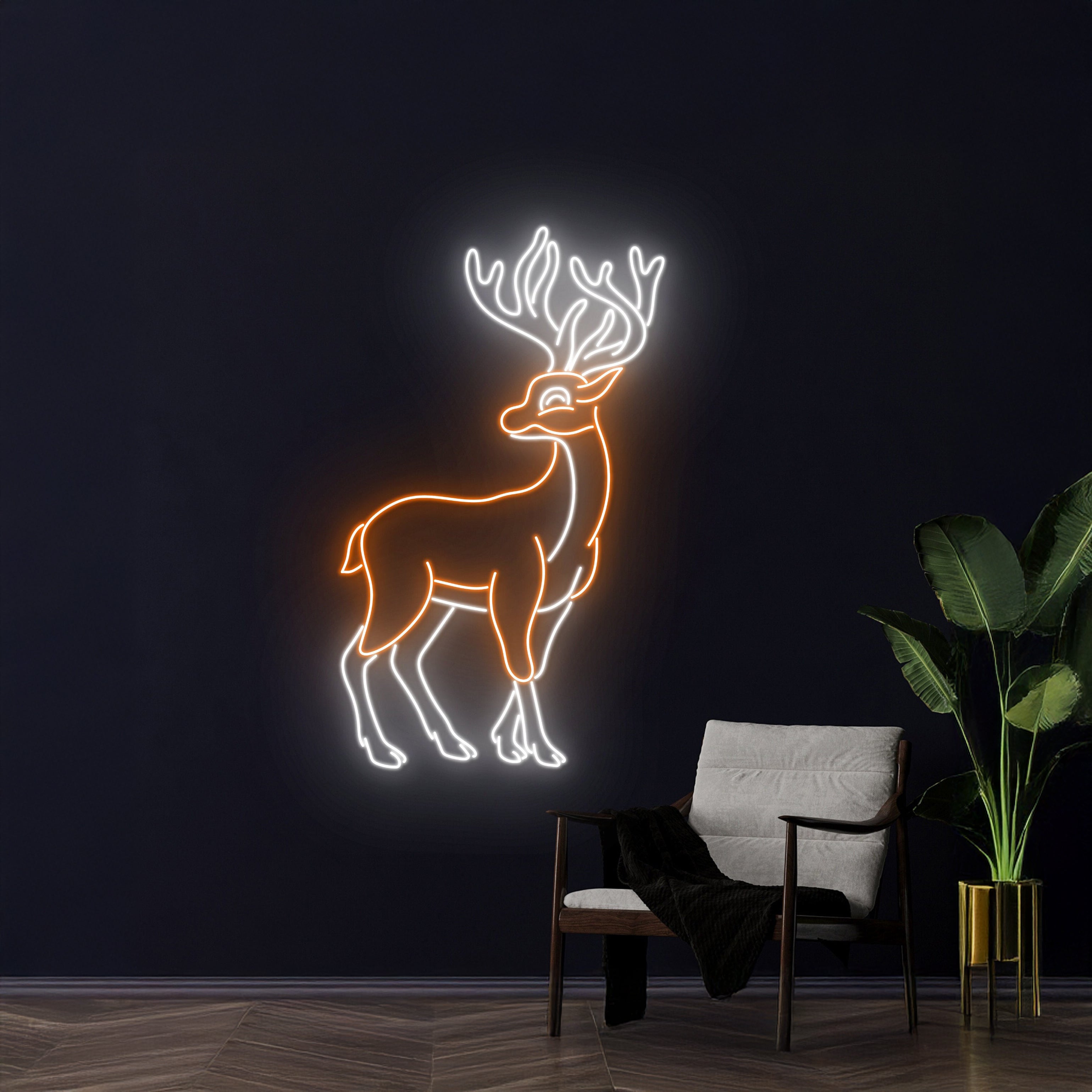 Merry Christmas Reindeer Led Sign Happy Holiday Wall Art Decor | Shineneon