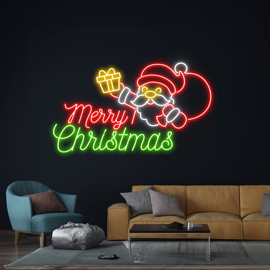 Merry Christmas Santa Claus Neon Sign