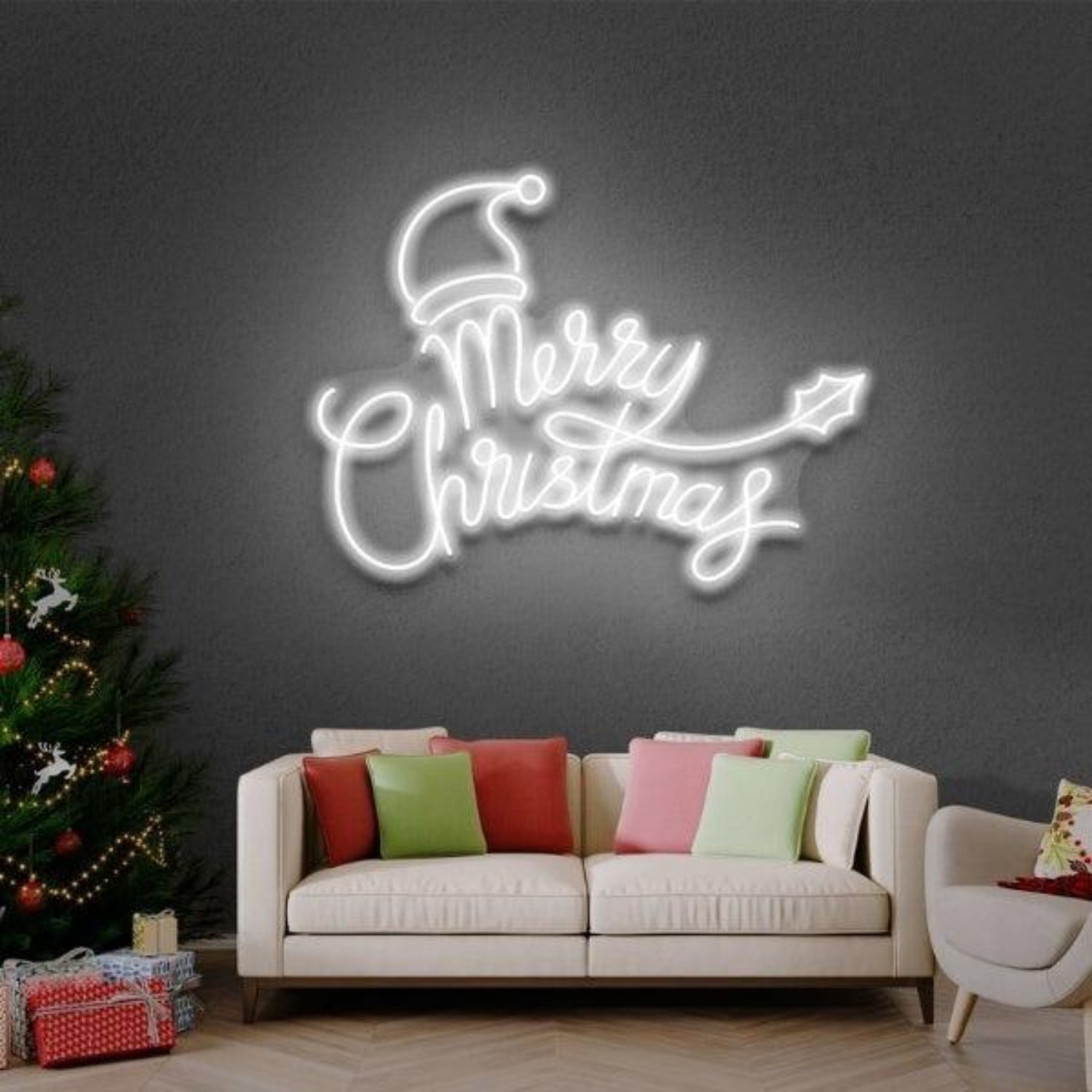 Merry Christmas Santa Hat Star Led Neon Sign For Cozy Home Decor | Shineneon