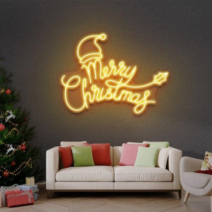 Merry Christmas Santa Hat Star Led Neon Sign For Cozy Home Decor | Shineneon