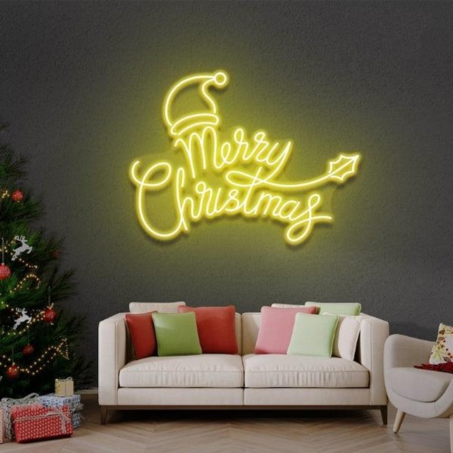 Merry Christmas Santa Hat Star Led Neon Sign For Cozy Home Decor | Shineneon