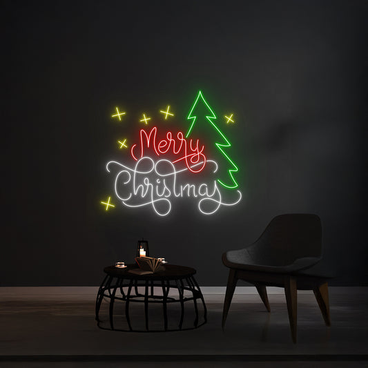 Merry Christmas Tree Led Sign