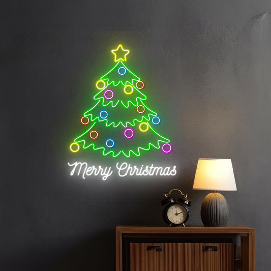 Merry Christmas Tree Neon Sign