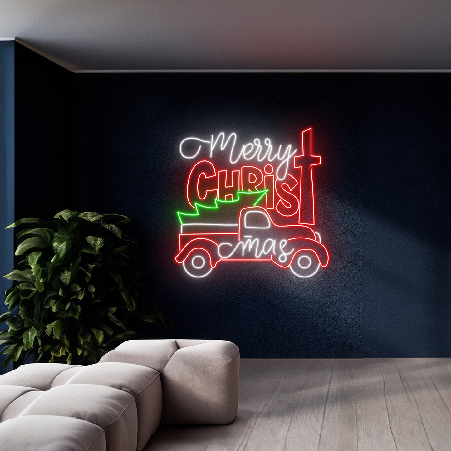 Merry Christmas Truck Neon Sign