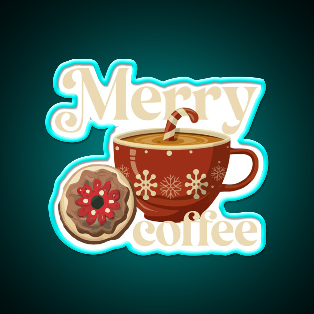 Merry Coffee Christmas Breakfast Cafe Led Neon Sign Espresso Bar Art Rgb Color